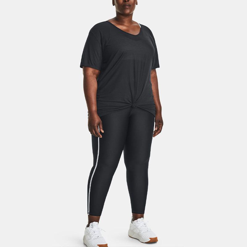 (WMNS) Under Armour Project Rock Completer Deep V T-shirt 'Black' 1380335-001 sold by KicksCrew product image thumbnail 5