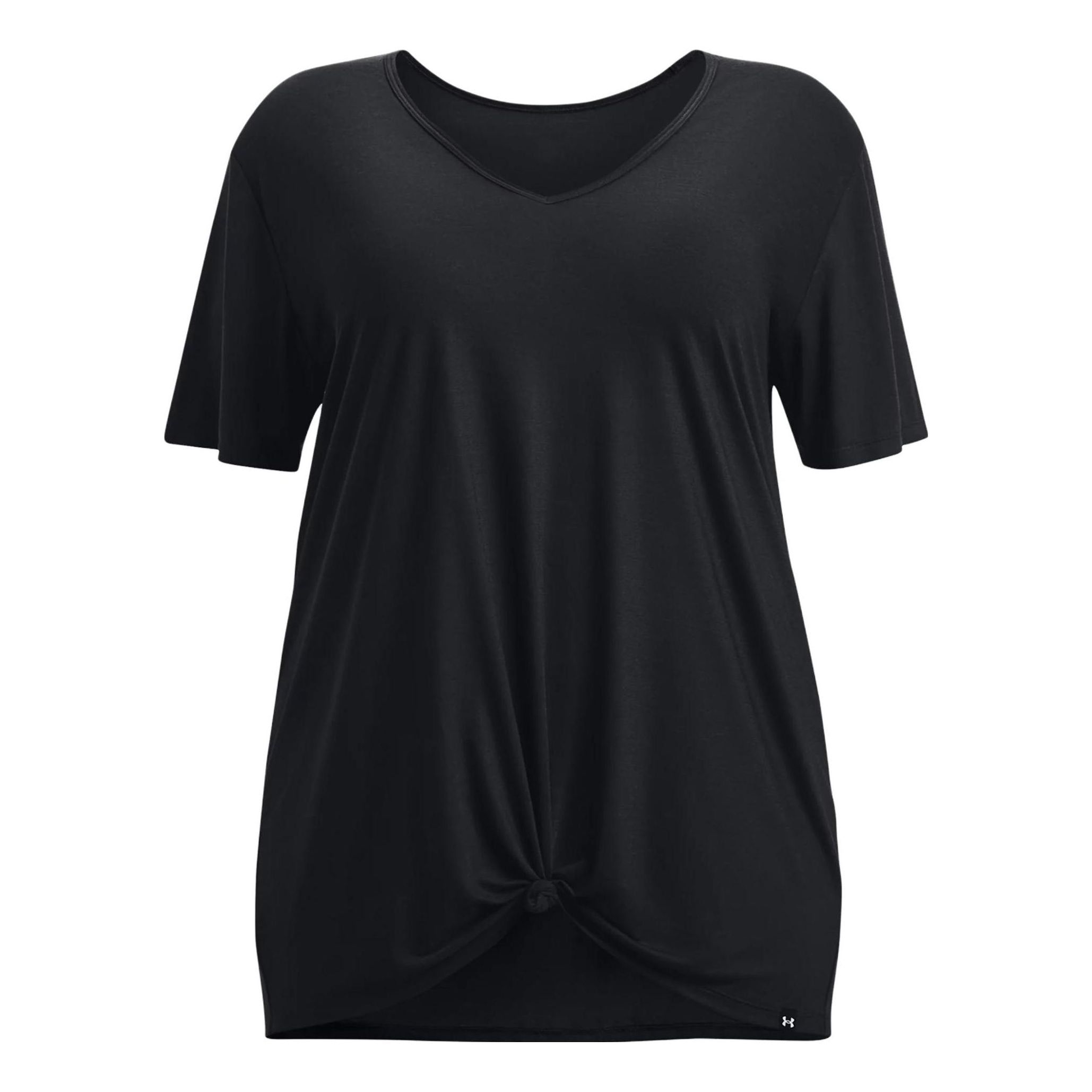(WMNS) Under Armour Project Rock Completer Deep V T-shirt 'Black' 1380335-001 sold by KicksCrew