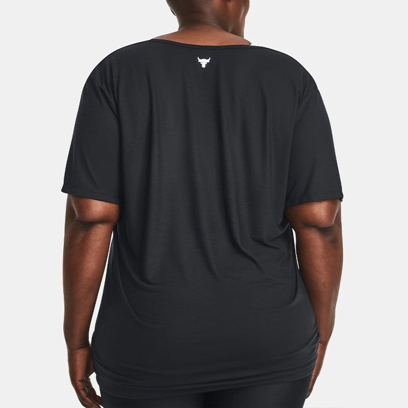 (WMNS) Under Armour Project Rock Completer Deep V T-shirt 'Black' 1380335-001 sold by KicksCrew product image thumbnail 4