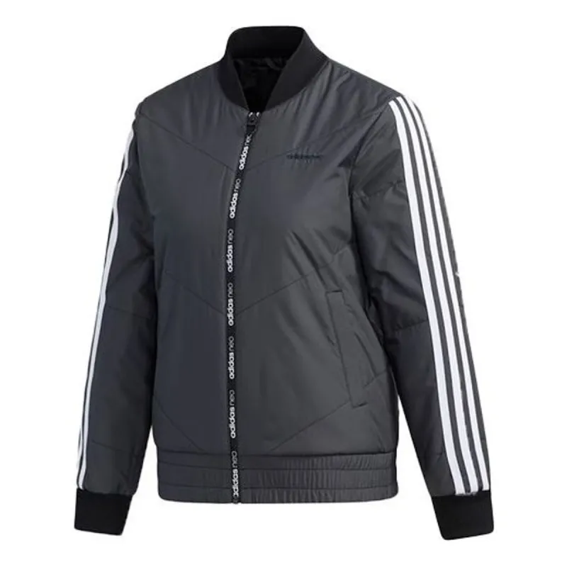(WMNS) adidas Neo Winter Cropped Jacket 'Black White' GJ8855 sold by KicksCrew