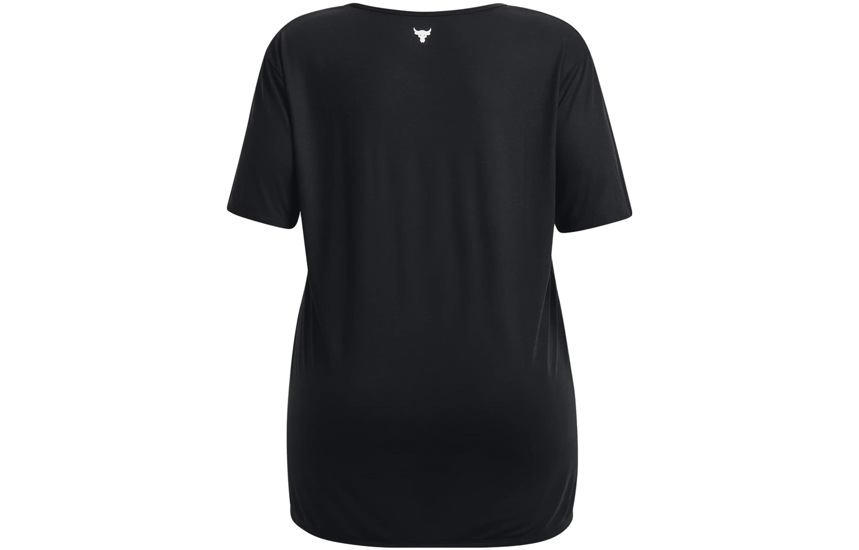(WMNS) Under Armour Project Rock Completer Deep V T-shirt 'Black' 1380335-001 sold by KicksCrew product image thumbnail 2