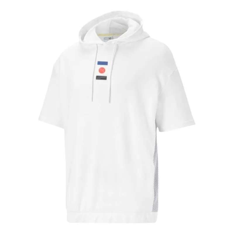 Puma Decor 8 Short Sleeve Hoodie 'White Red Blue' 531086-02 sold by KicksCrew