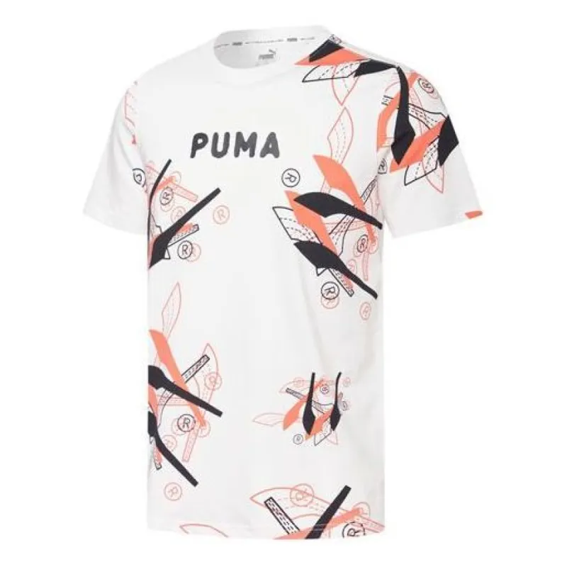 Puma Formstrip Basketball T-Shirt 'White Black Red' 530734-01 sold by KicksCrew