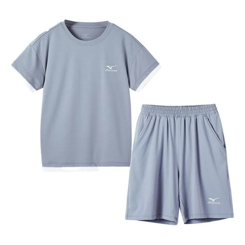(GS) Mizuno Sportswear T-shirt Suit 'Grey' TZ2278 sold by KicksCrew