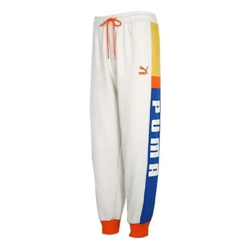 Puma Retro Block Sweatpant 'White Blue Yellow Red' 530714-05 sold by KicksCrew