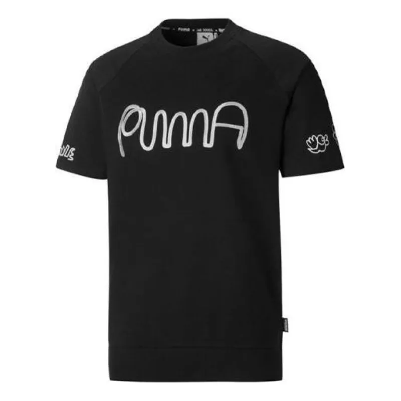 Puma x Mr.Doodle Shirt Sleeve Crew T-Shirt 'Black White' 530649-01 sold by KicksCrew