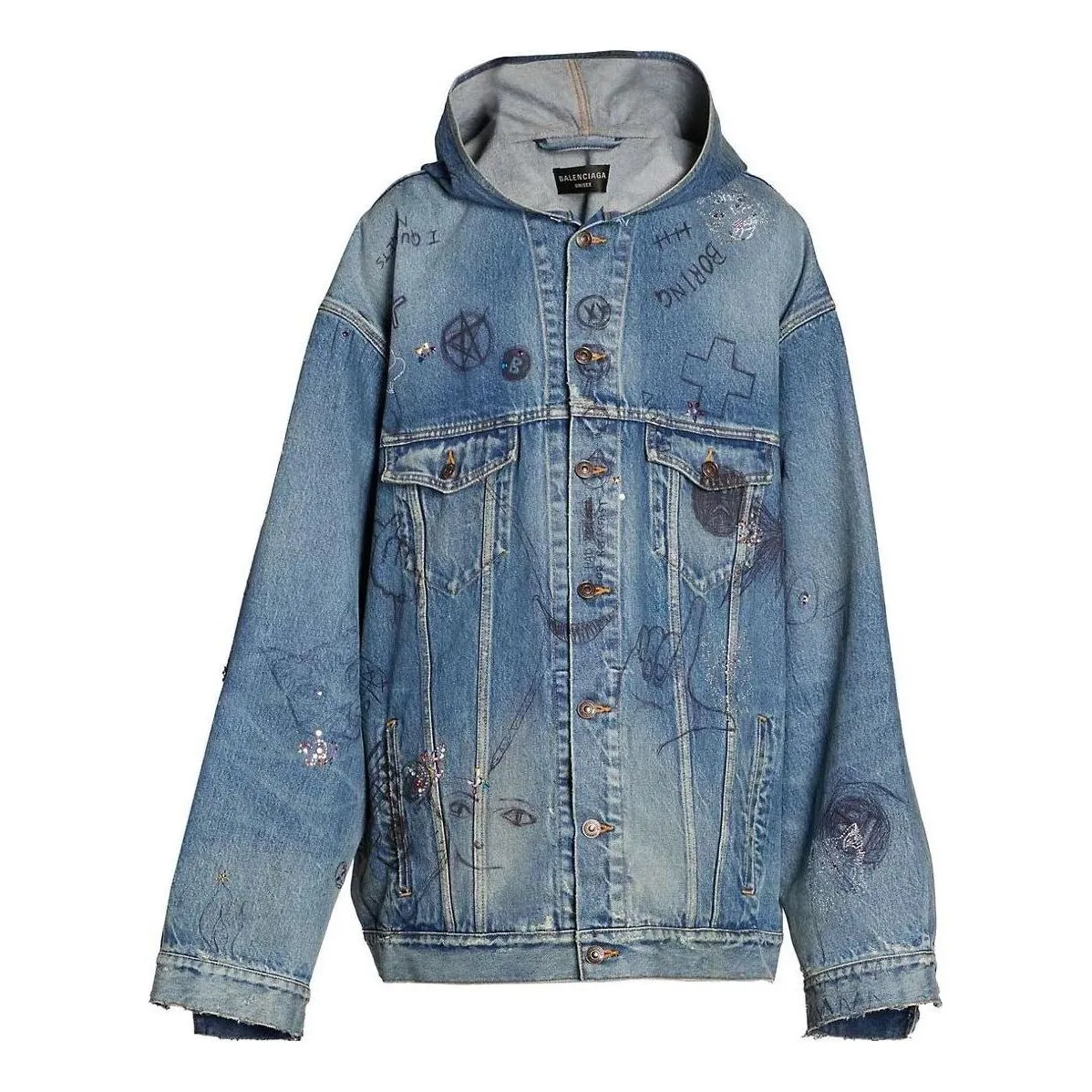 Balenciaga Oversized Hooded Jacket 'Blue' 719315TNW56-4268 sold by KicksCrew