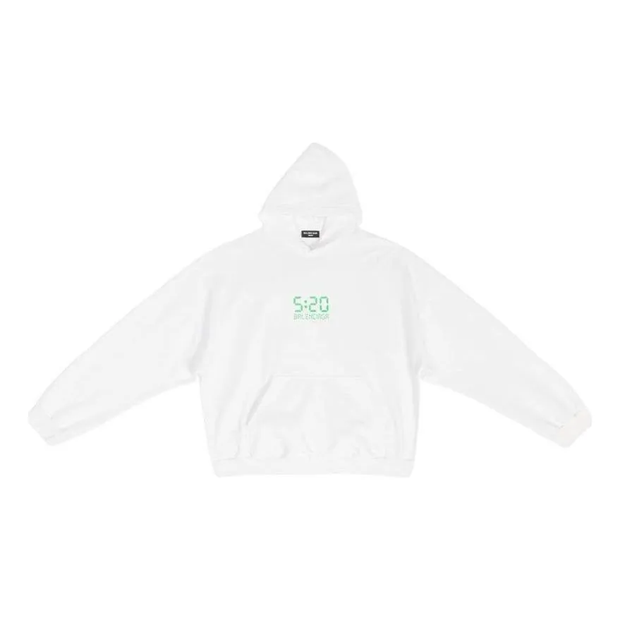 Balenciaga 5:20 Graphic Hoodie 'White Green' 674986TMVL69164 sold by KicksCrew