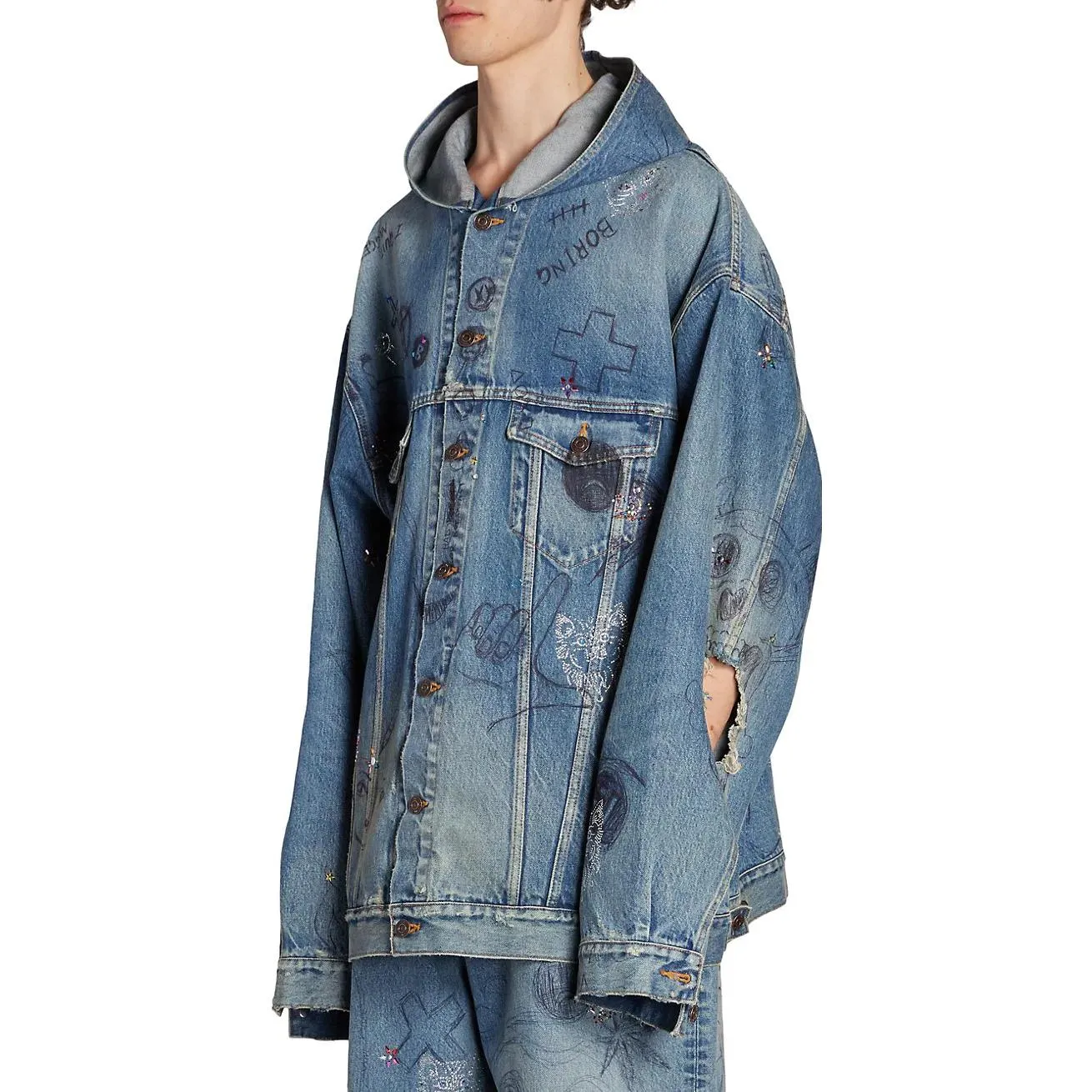 Balenciaga Oversized Hooded Jacket 'Blue' 719315TNW56-4268 sold by KicksCrew product image thumbnail 5