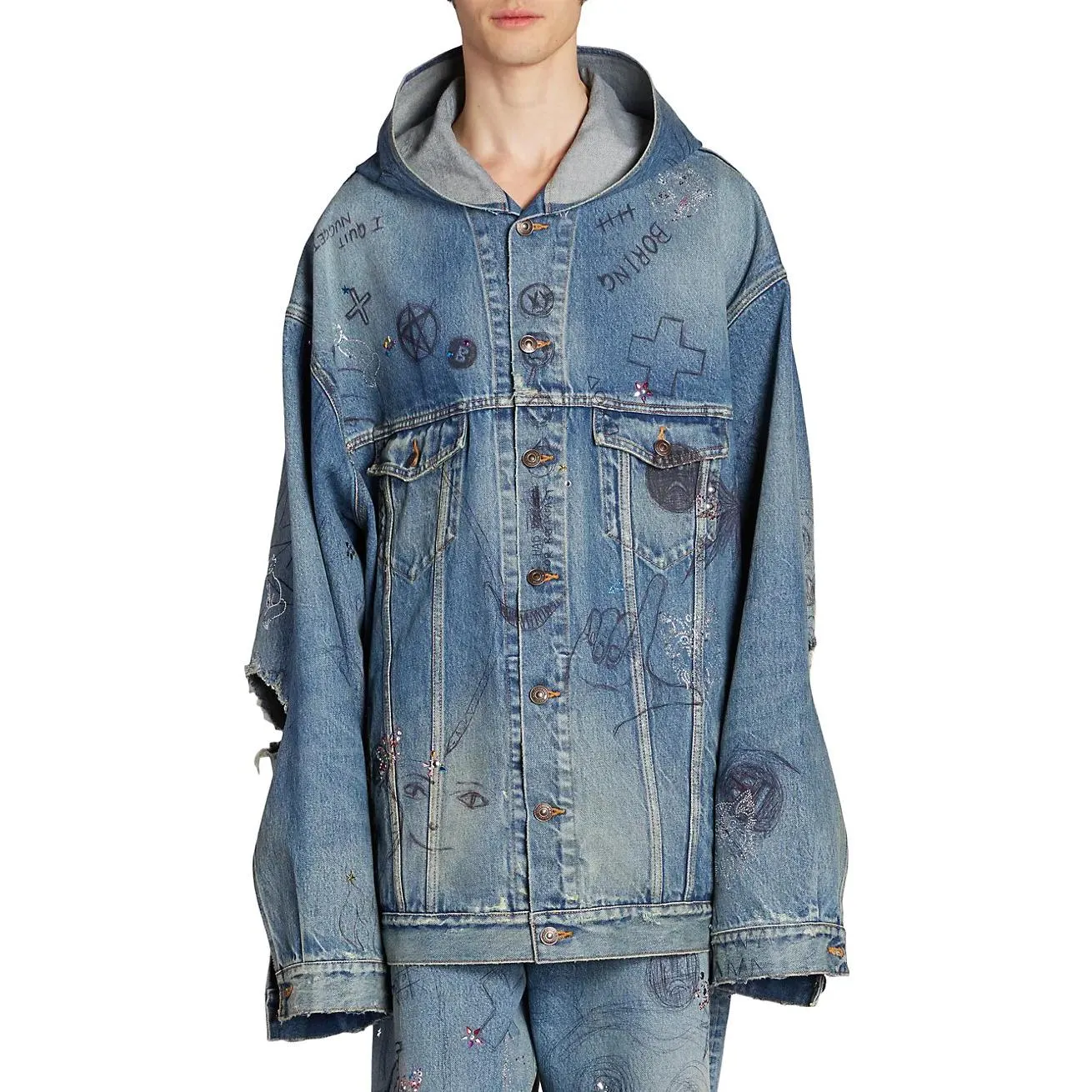 Balenciaga Oversized Hooded Jacket 'Blue' 719315TNW56-4268 sold by KicksCrew product image thumbnail 3