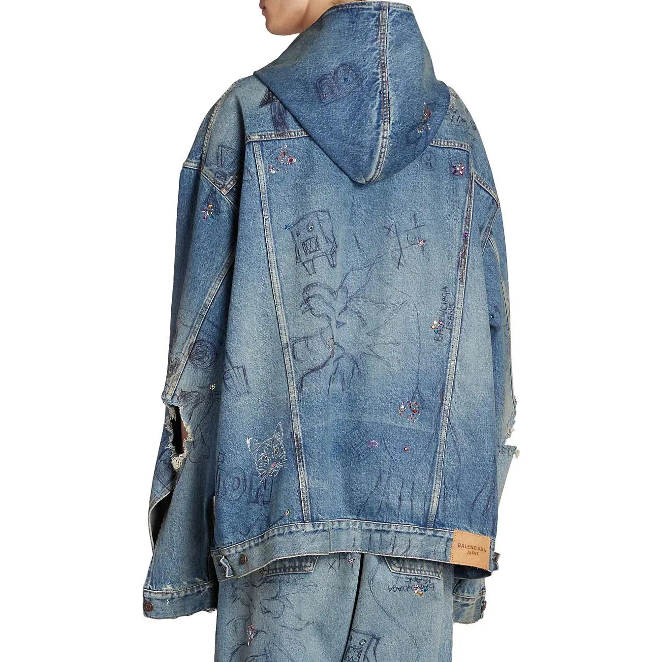Balenciaga Oversized Hooded Jacket 'Blue' 719315TNW56-4268 sold by KicksCrew product image thumbnail 4
