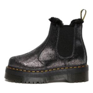 (WMNS) Dr. Martens 2976 Faux Fur-Lined Metallic Platform Chelsea Boots 'Black' 27956012 sold by KicksCrew