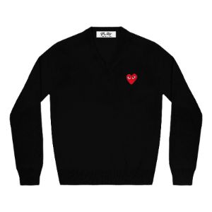COMME des GARCONS PLAY V-Neck Pullover Red Emblem 'Black' AZ-N002-051-1 sold by KicksCrew