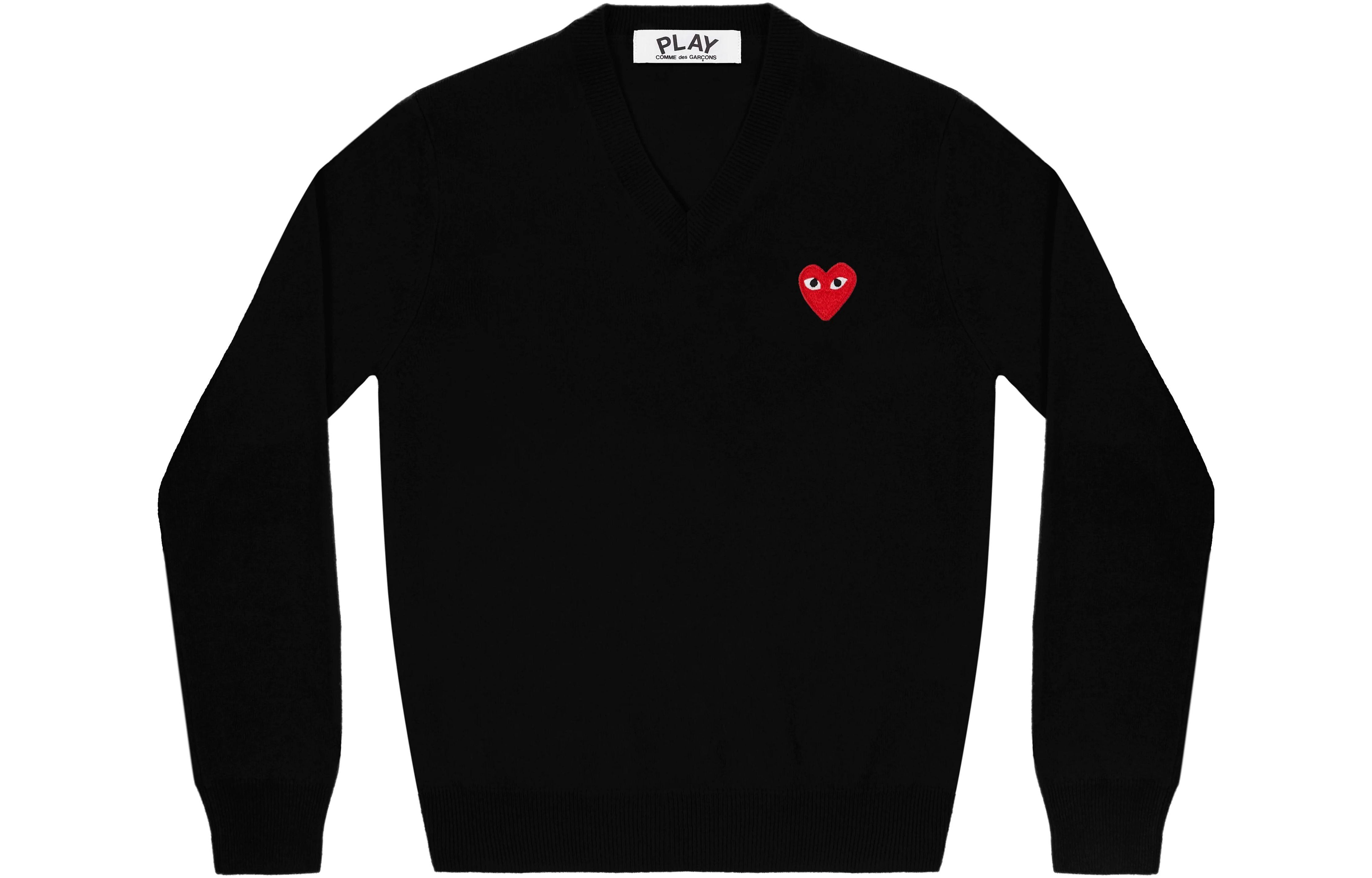 COMME des GARCONS PLAY V-Neck Pullover Red Emblem 'Black' AZ-N002-051-1 sold by KicksCrew product image thumbnail 2