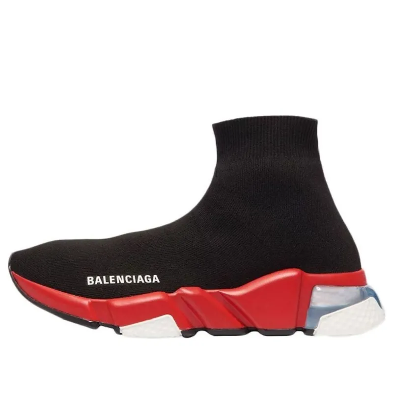 Balenciaga Speed 1.0 Sneakers 'Black Red with Clear Sole White' 607544W05GH1038 sold by KicksCrew