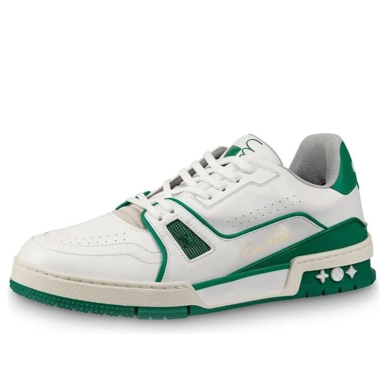 LOUIS VUITTON Trainer Sneakers 'White Green' 1A54HM sold by KicksCrew