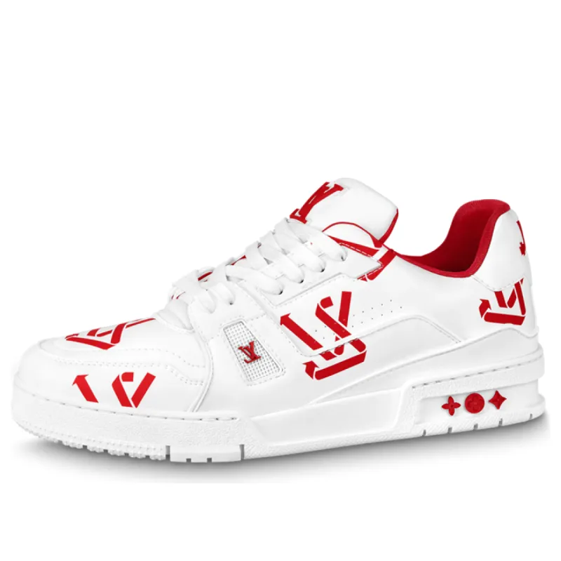LOUIS VUITTON LV Trainer Sneakers 'White Red' 1AAGYH sold by KicksCrew