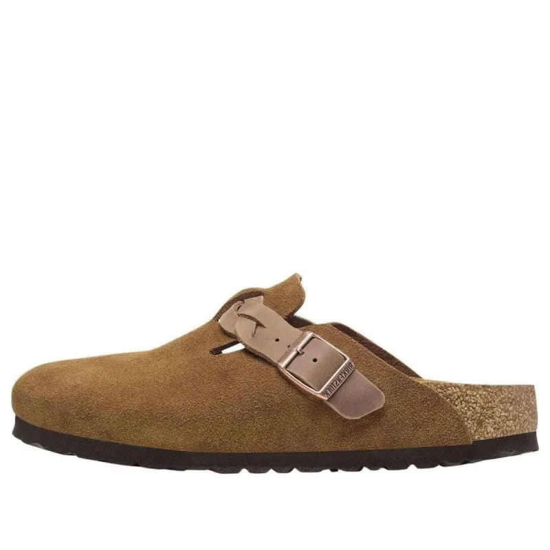 Birkenstock Boston Braided Suede Leather Narrow Fit Sandals 'Mink' 1026713 sold by KicksCrew