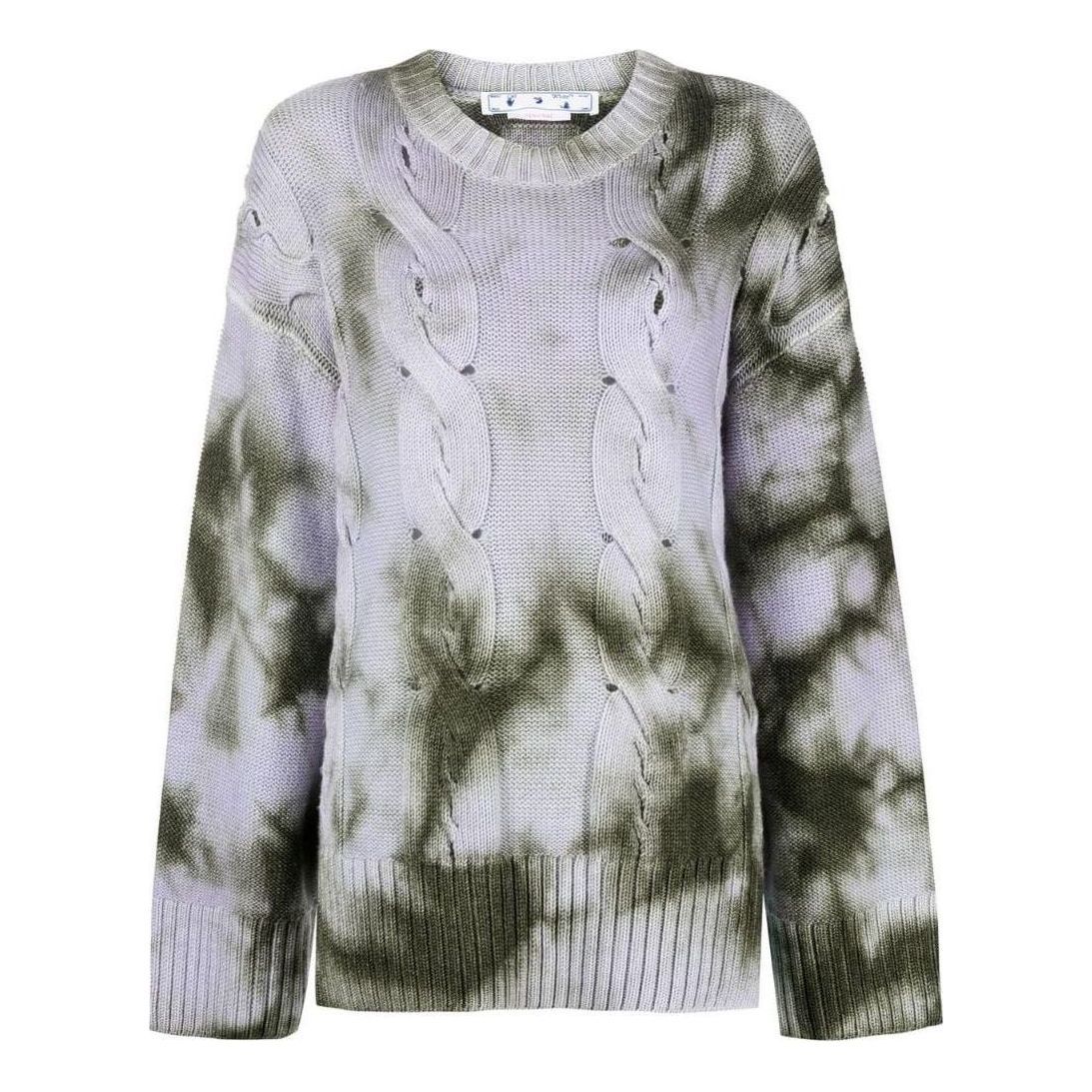 (WMNS) Off-White Tie-Dye Print Cable Knit Sweater 'Grey Green' OWHE061F22KNI0015636 sold by KicksCrew