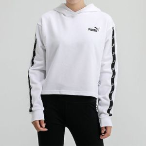 (WMNS) Puma Amplified Cropped Tr Hoodie 'White Black' 586592-02 sold by KicksCrew