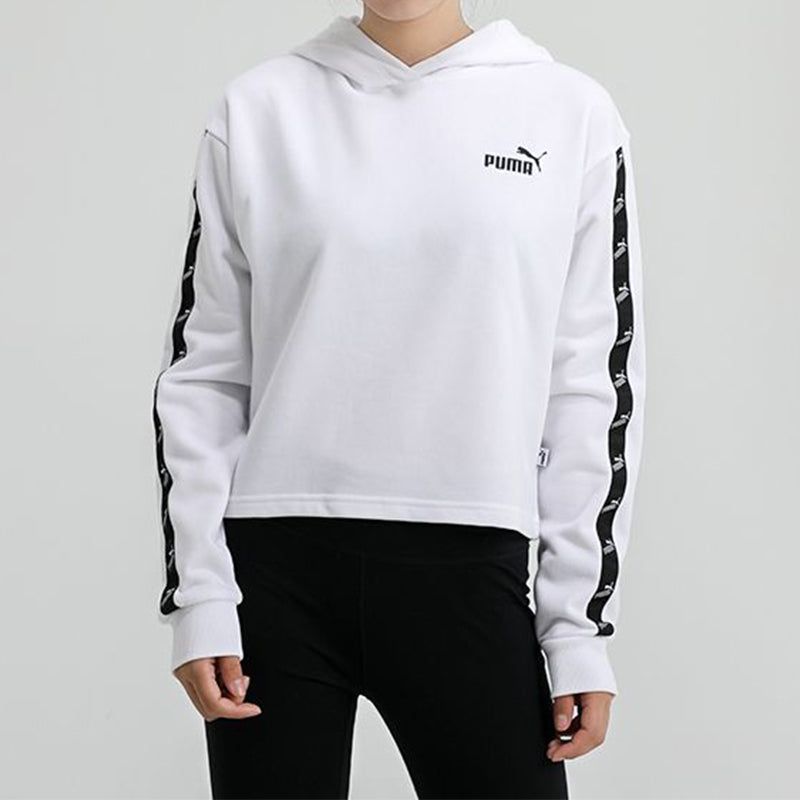 (WMNS) Puma Amplified Cropped Tr Hoodie 'White Black' 586592-02 sold by KicksCrew product image thumbnail 3