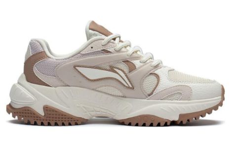 (WMNS) Li-Ning Star Wind Sneakers 'White Beige Brown' AGCT150-4 sold by KicksCrew