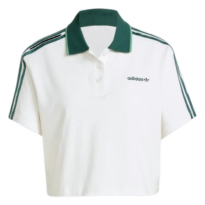 (WMNS) adidas Loose Crop Polo Shirt 'White' IX3555 sold by KicksCrew