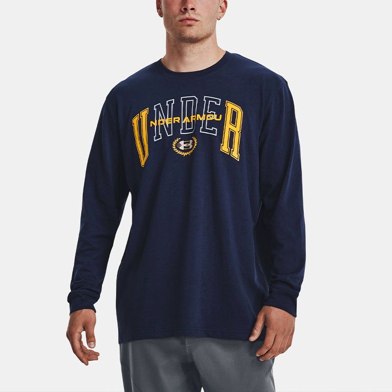 Under Armour Crest Heavyweight Long Sleeve T-shirt 'Midnight Navy Gold' 1379576-410 sold by KicksCrew product image thumbnail 3