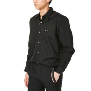 COMME des GARCONS PLAY Black Emblem Button Down 'Black' AZ-B004-051-1 sold by KicksCrew
