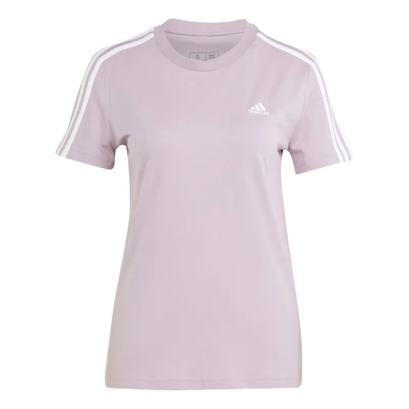 (WMNS) adidas Essentials Slim 3-Stripes T-shirt Asia Sizing 'Light Purple' IS1550 sold by KicksCrew
