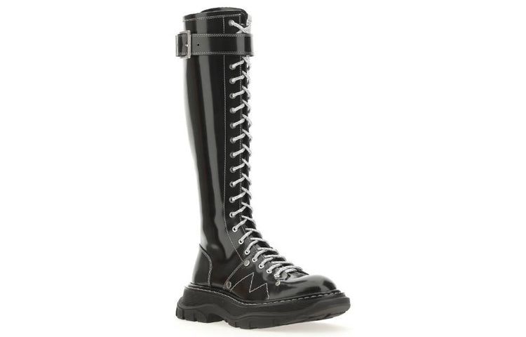 (WMNS) Alexander McQueen Buckle Detailed Lace-Up Boots 'Black' 718367WIC6D1081 sold by KicksCrew product image thumbnail 4