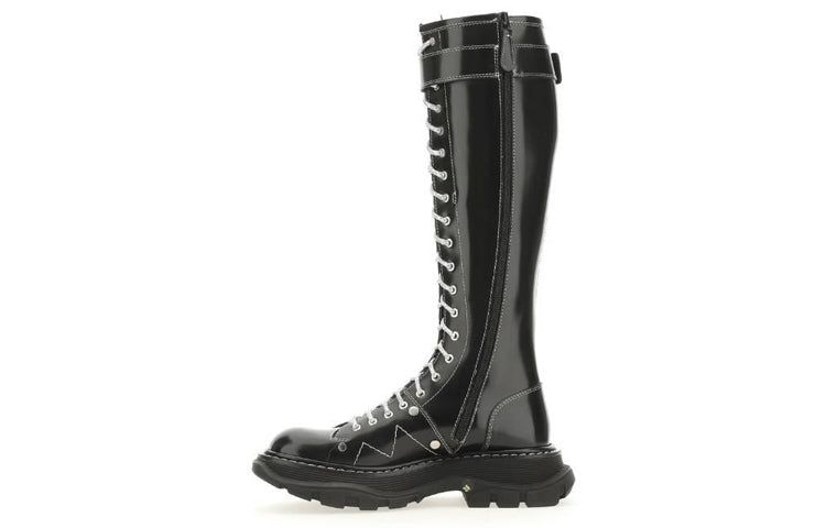 (WMNS) Alexander McQueen Buckle Detailed Lace-Up Boots 'Black' 718367WIC6D1081 sold by KicksCrew product image thumbnail 2