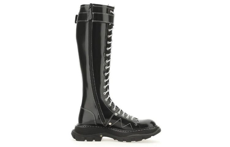 (WMNS) Alexander McQueen Buckle Detailed Lace-Up Boots 'Black' 718367WIC6D1081 sold by KicksCrew product image thumbnail 3