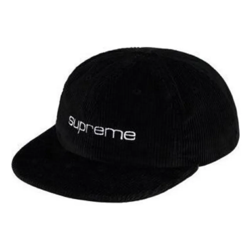 Supreme Corduroy Compact Logo 6-Panel 'Black White' SUP-SS19-183 sold by KicksCrew