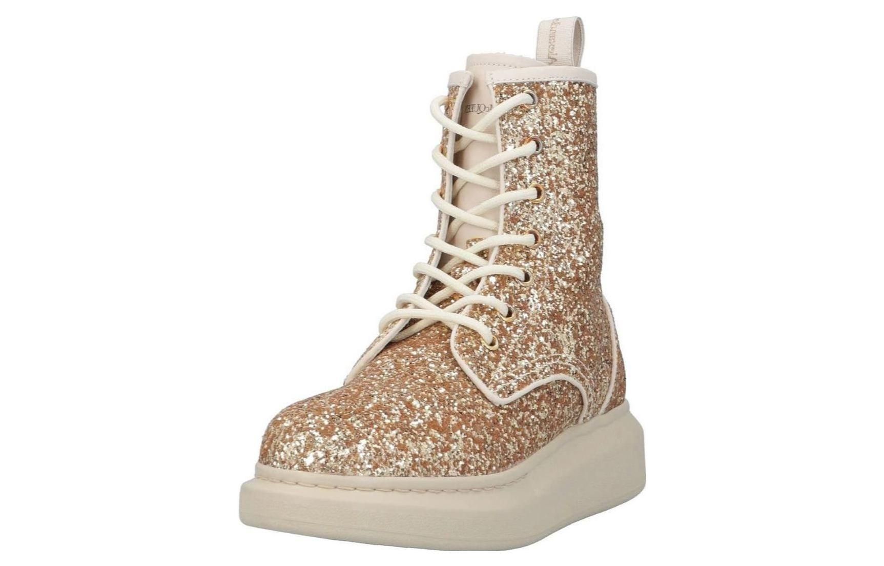 (WMNS) Alexander McQueen Ankle Boots 'Gold Glitter' 586394W4EY68034 sold by KicksCrew product image thumbnail 2