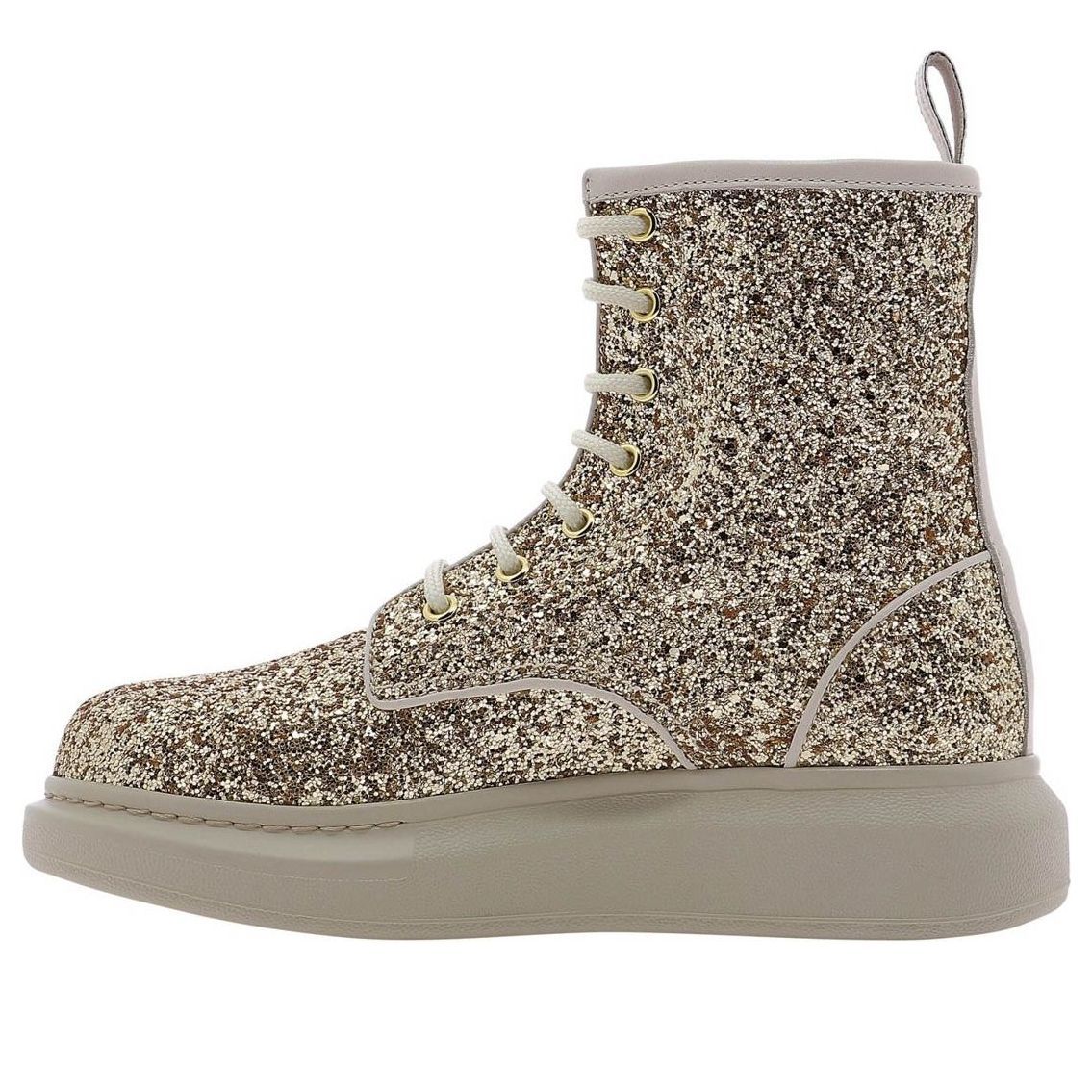 (WMNS) Alexander McQueen Ankle Boots 'Gold Glitter' 586394W4EY68034 sold by KicksCrew