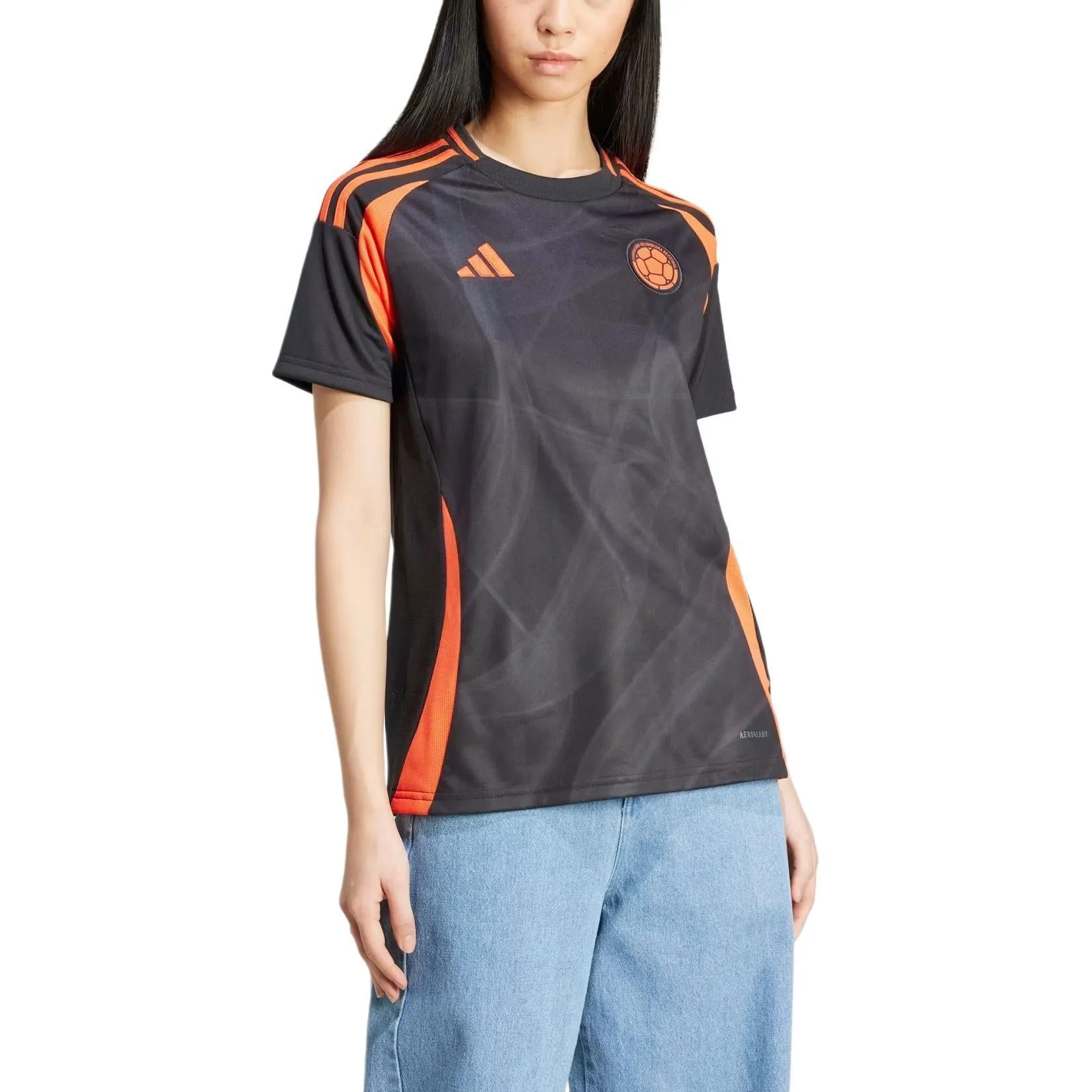 (WMNS) adidas Colombia 24 Away Soccer Jersey 'Black Orange' IP8271 sold by KicksCrew product image thumbnail 3