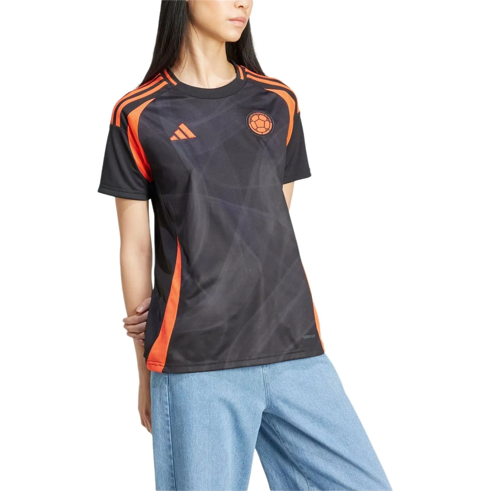 (WMNS) adidas Colombia 24 Away Soccer Jersey 'Black Orange' IP8271 sold by KicksCrew product image thumbnail 5