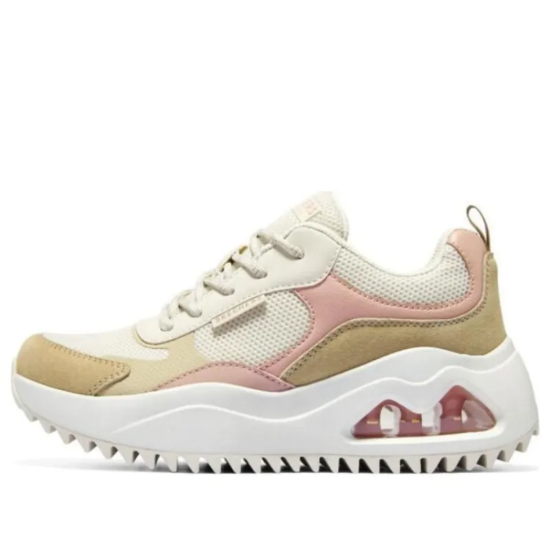 (WMNS) Skechers Street Uno Peaks Shoes 'White Tan Pink' 177546-NAT sold by KicksCrew