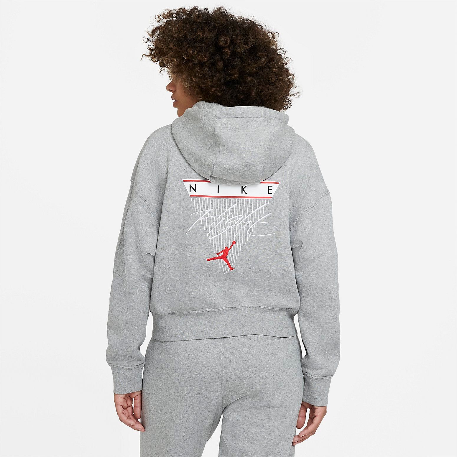 (WMNS) Air Jordan Fleece Hoodie 'Grey' DB9067-063 sold by KicksCrew product image thumbnail 3