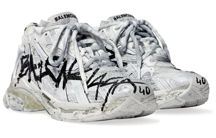 Balenciaga Runner Graffiti Sneakers 'Black and White Mesh and Nylon' 677403W3RBQ9010 sold by KicksCrew product image thumbnail 3