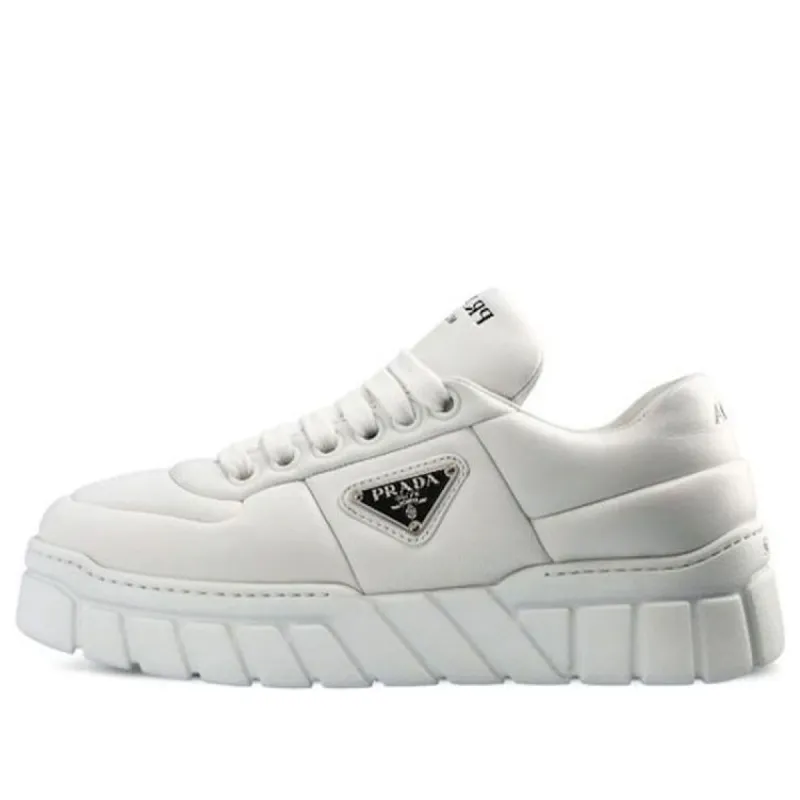 (WMNS) PRADA Padded Nappa Leather Sneakers 'White' 1E136N_2DL8_F0009 sold by KicksCrew