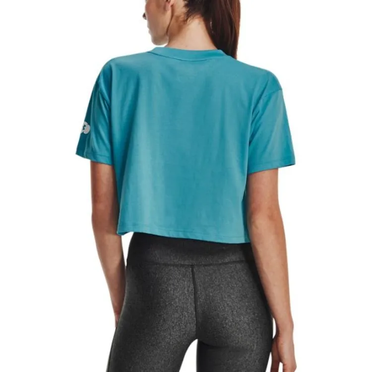 (WMNS) Under Armour Rest Day Crop T-shirt 'Teal' 1376747-433 sold by KicksCrew product image thumbnail 5
