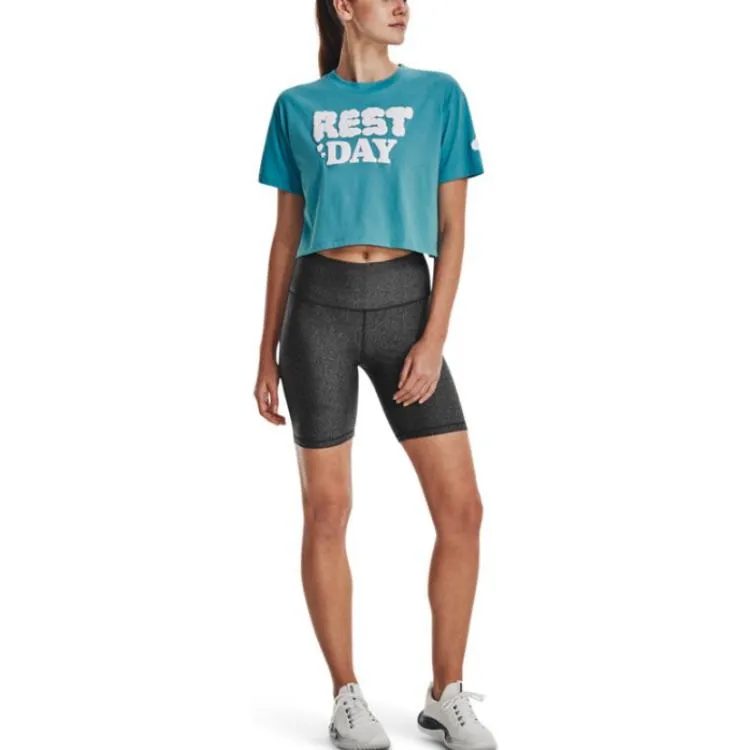 (WMNS) Under Armour Rest Day Crop T-shirt 'Teal' 1376747-433 sold by KicksCrew product image thumbnail 3