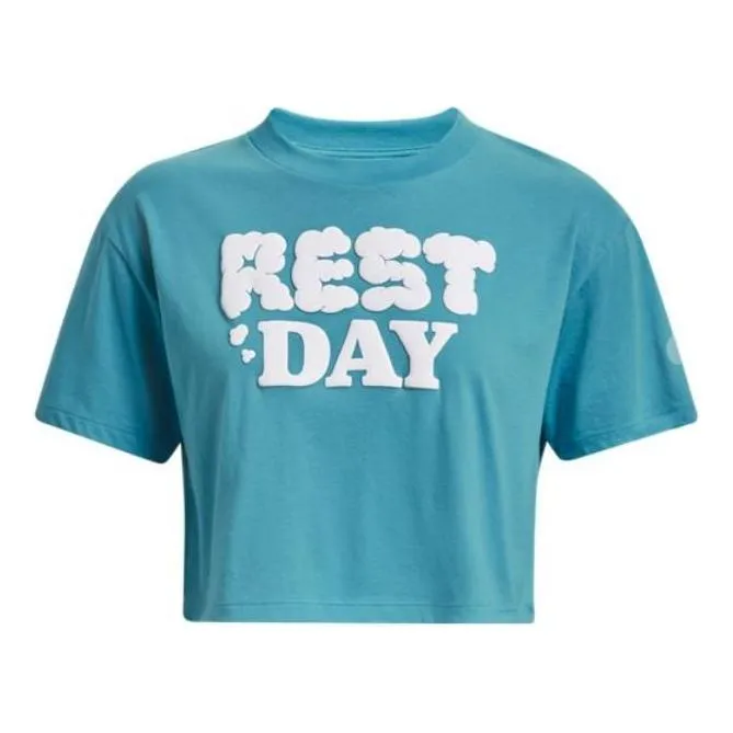 (WMNS) Under Armour Rest Day Crop T-shirt 'Teal' 1376747-433 sold by KicksCrew