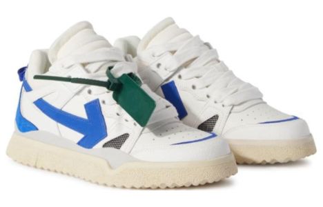 (WMNS) Off-White Sponge Mid-Top Sneakers 'White Blue' OWIA271F23LEA0010169 sold by KicksCrew