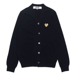 COMME des GARCONS PLAY Cardigan Gold Emblem 'Navy' AZ-N050-051-2 sold by KicksCrew