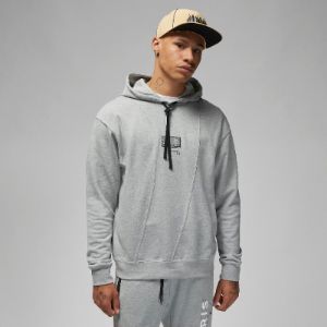 Air Jordan x Paris Saint-Germain Front Logo Fleece Pullover Hoodie Asia Sizing 'Dark Grey Heather' DM3097-063 sold by KicksCrew