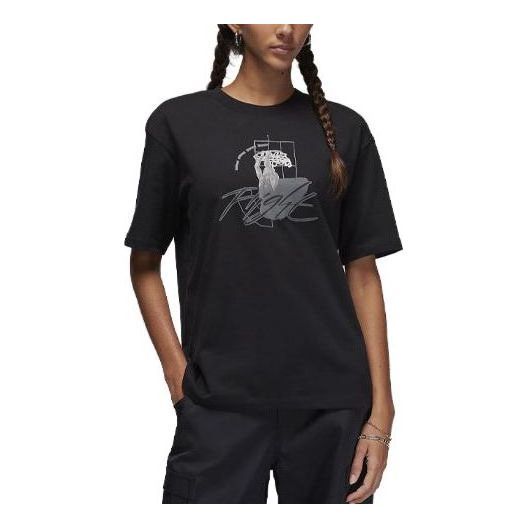 (WMNS) Air Jordan Graphic T-Shirt 'Black Grey' FD7244-010 sold by KicksCrew
