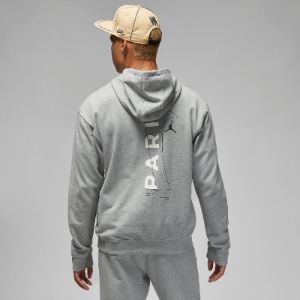 Air Jordan x Paris Saint-Germain Front Logo Fleece Pullover Hoodie Asia Sizing 'Dark Grey Heather' DM3097-063 sold by KicksCrew